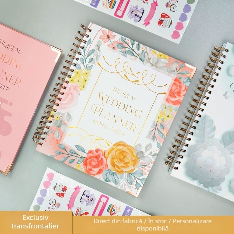Caiet planificator de nuntă, model A044, 176 pagini, hârtie text 100 gsm, procesare personalizabilă