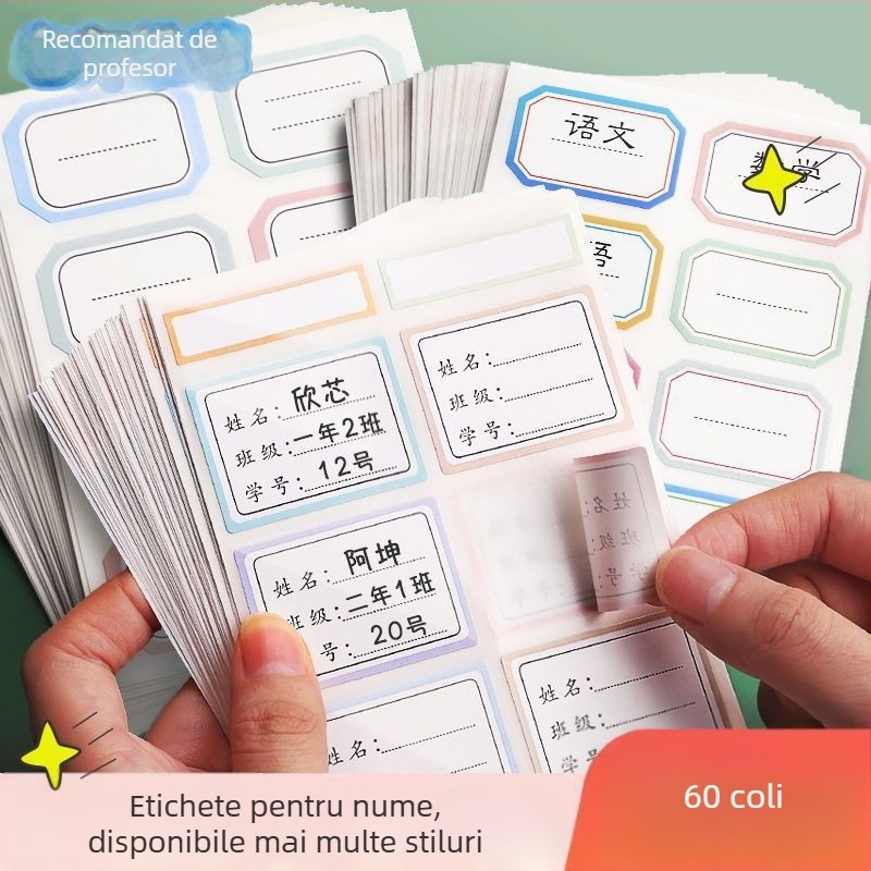 Pengyi Etichete cu nume scrise de mână pentru școală – Etichete pentru caiete și cănute, Nr produs ali-761946333618, Material: Altul, Fără prelucrare personalizată