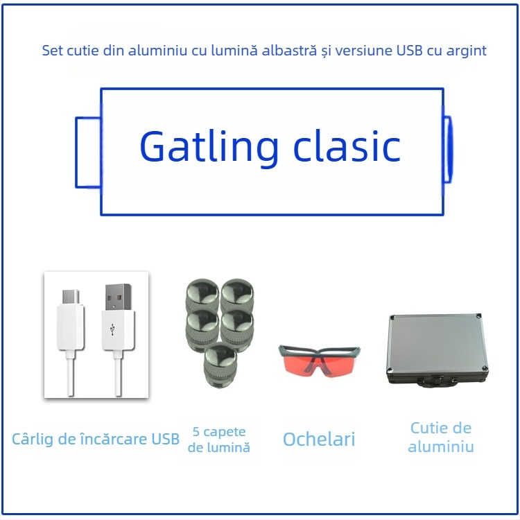 MTTBCHA Lanterna cu laser portabilă pentru exterior (raza 1000 m, lungime de undă 450 nm, baterie 16340, origine Zhejiang)