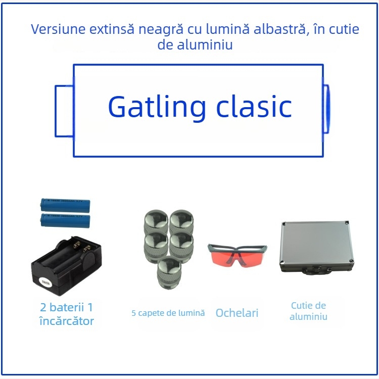 MTTBCHA Lanterna cu laser portabilă pentru exterior (raza 1000 m, lungime de undă 450 nm, baterie 16340, origine Zhejiang)
