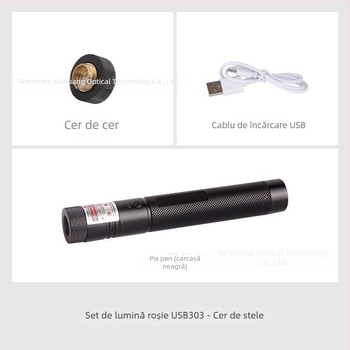 Pix laser USB reîncărcabil 303, putere mare — rază 3000 m, lungime de undă 532 nm, Brand: Kaimi Poetry, Mărci private autorizate: Da