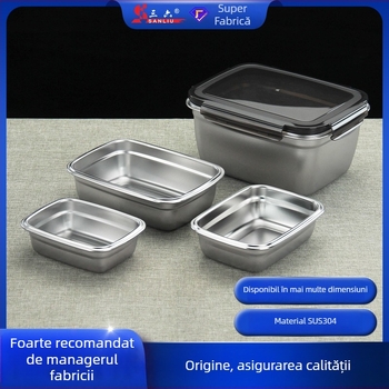 Cutie pentru prânz din oțel inoxidabil 304, pătrată, cutie pentru păstrarea prospectimii, incompatibilă cu microunde, fără izolație