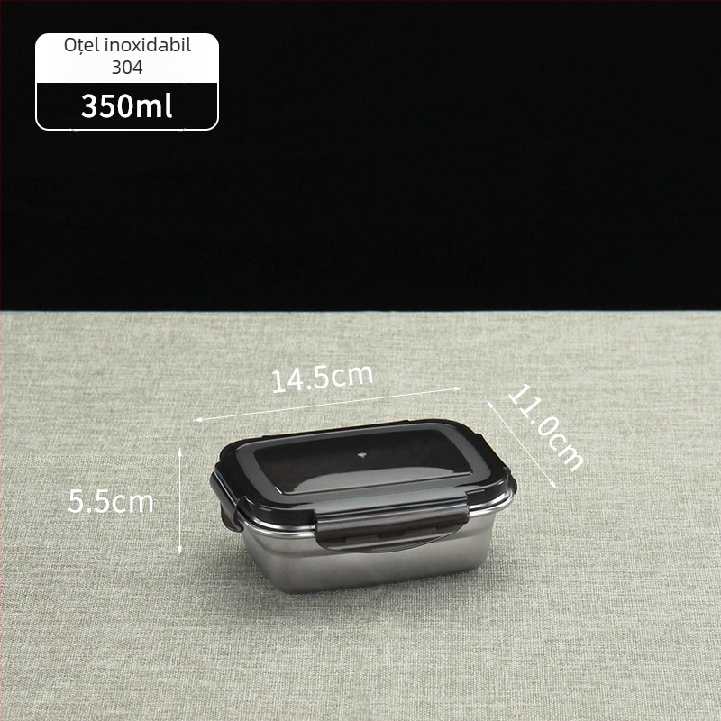 Cutie pentru prânz din oțel inoxidabil 304, pătrată, cutie pentru păstrarea prospectimii, incompatibilă cu microunde, fără izolație
