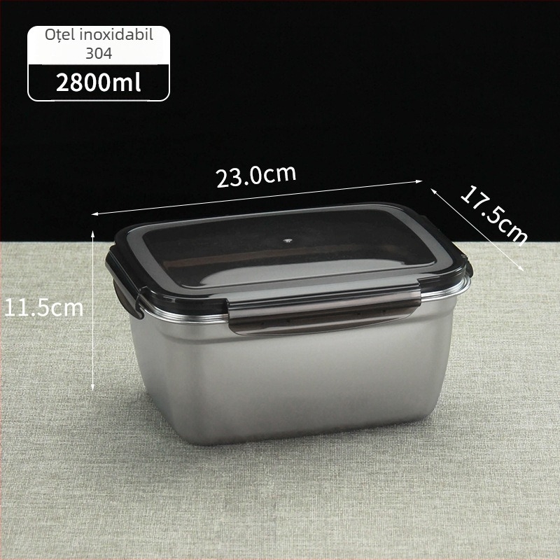 Cutie pentru prânz din oțel inoxidabil 304, pătrată, cutie pentru păstrarea prospectimii, incompatibilă cu microunde, fără izolație