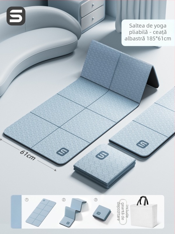 Covoraș de yoga — material TPE, grosime 6 mm, culoare solidă, potrivit pentru fitness și culturism.