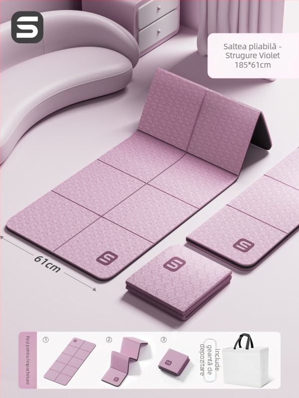 Covoraș de yoga — material TPE, grosime 6 mm, culoare solidă, potrivit pentru fitness și culturism.