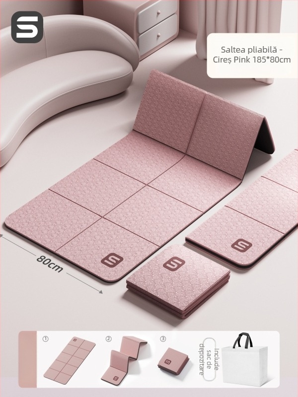 Covoraș de yoga — material TPE, grosime 6 mm, culoare solidă, potrivit pentru fitness și culturism.