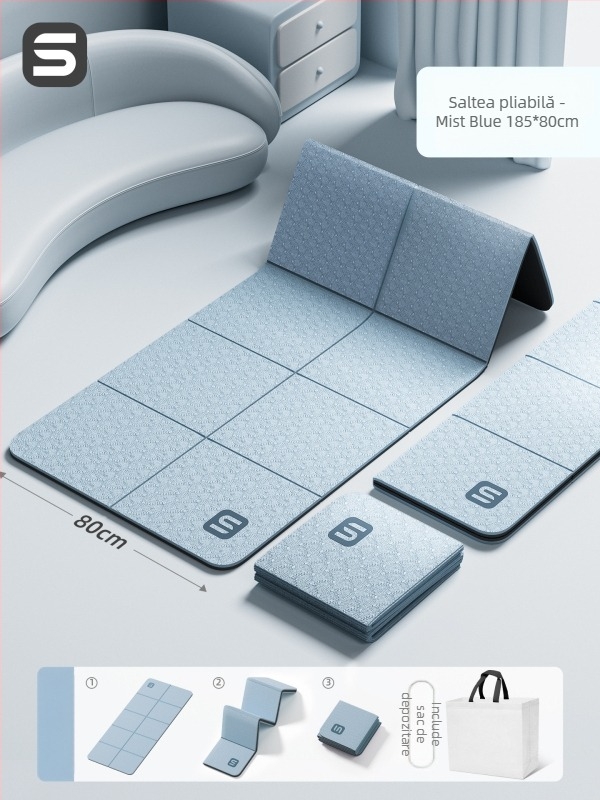 Covoraș de yoga — material TPE, grosime 6 mm, culoare solidă, potrivit pentru fitness și culturism.