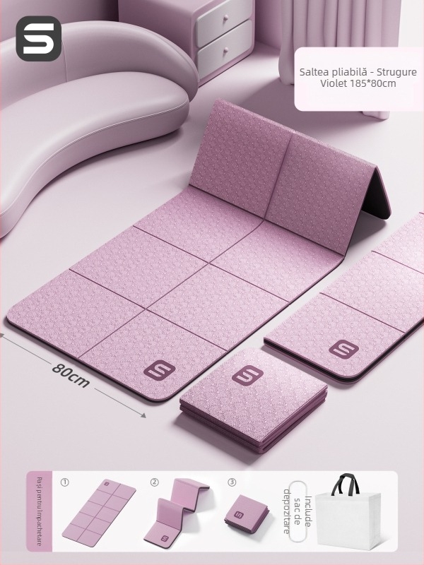 Covoraș de yoga — material TPE, grosime 6 mm, culoare solidă, potrivit pentru fitness și culturism.