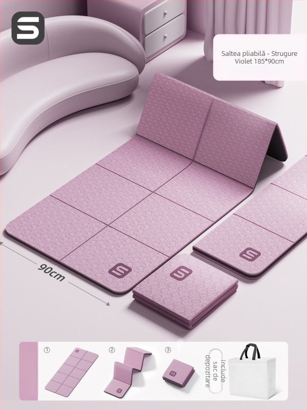 Covoraș de yoga — material TPE, grosime 6 mm, culoare solidă, potrivit pentru fitness și culturism.