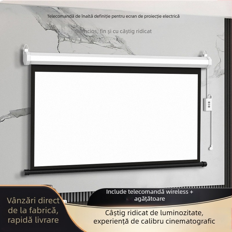 Ecran de proiecție motorizat 4K Nano, cu telecomandă, montat pe perete, 16:9
