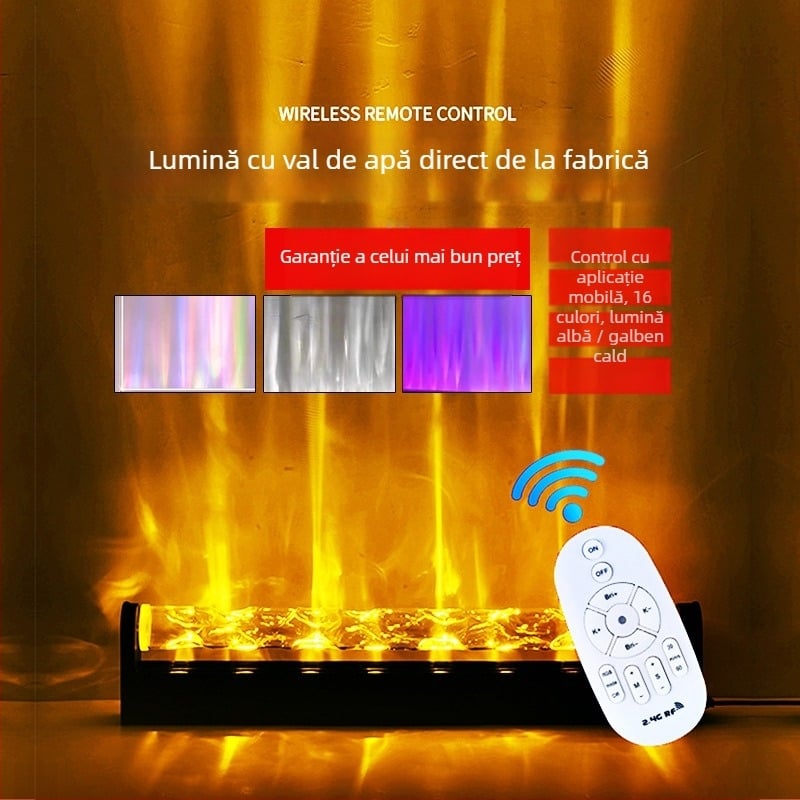 Proiector LED cu atmosferă 3D valuri de apă – AS-28, 220V, sursă LED; pentru dormitor, sufragerie, perete de publicitate (Tip: LED Light; Tensiune: 220V; Model: AS-28)