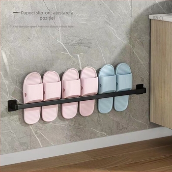 Raft pentru papuci de baie, montat pe perete, fără găuri, model xw-703, stil Nordic, metal, spațiu 5 cm