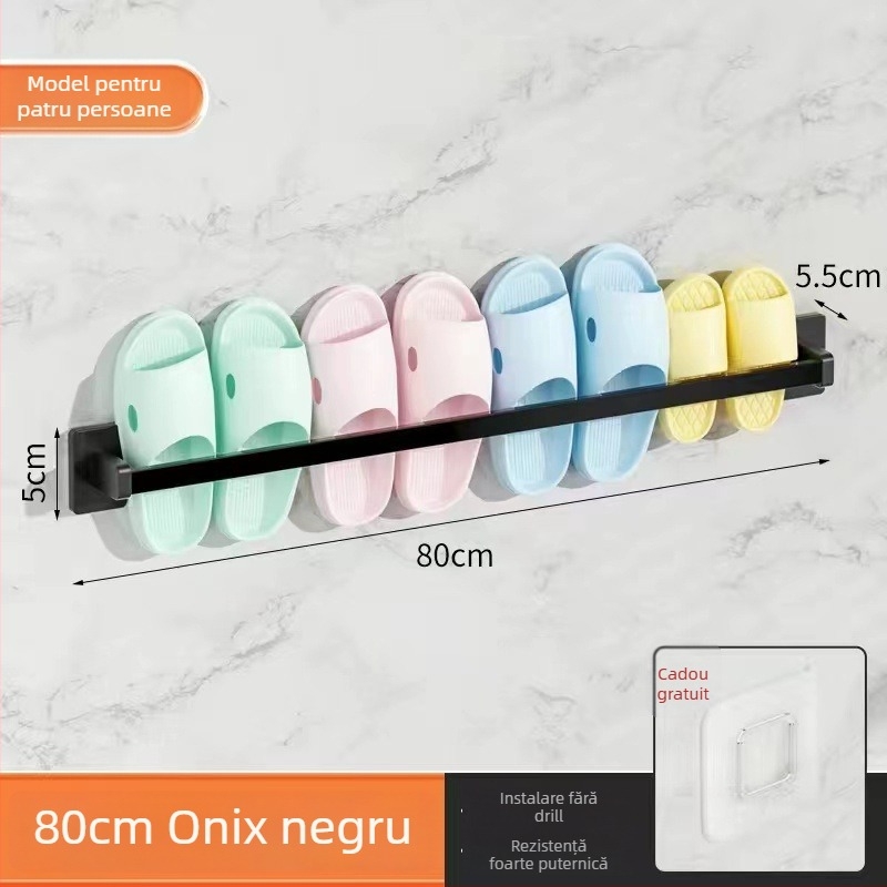 Raft pentru papuci de baie, montat pe perete, fără găuri, model xw-703, stil Nordic, metal, spațiu 5 cm