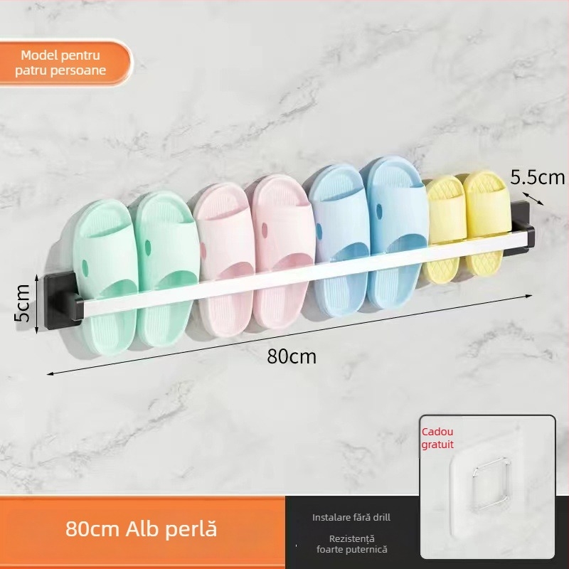 Raft pentru papuci de baie, montat pe perete, fără găuri, model xw-703, stil Nordic, metal, spațiu 5 cm