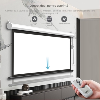 Ecran de proiecție electric cu telecomandă, ridicare și coborâre automate, montaj pe perete, 16:9, 4K Ultra HD