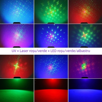 Lumină de atmosferă disco pentru KTV cu proiecție de Crăciun, lumini rotative colorate, strob și raze laser pentru iluminare de scenă