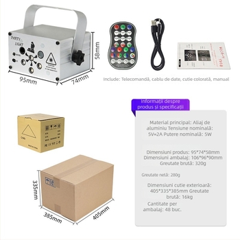 Lumină de atmosferă disco pentru KTV cu proiecție de Crăciun, lumini rotative colorate, strob și raze laser pentru iluminare de scenă