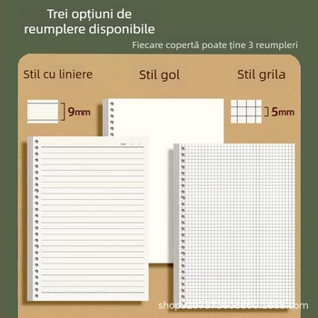 Caiet cu copertă PP, foi detașabile, hârtie Dowling 80gsm, 100-200 pagini, stil creativ