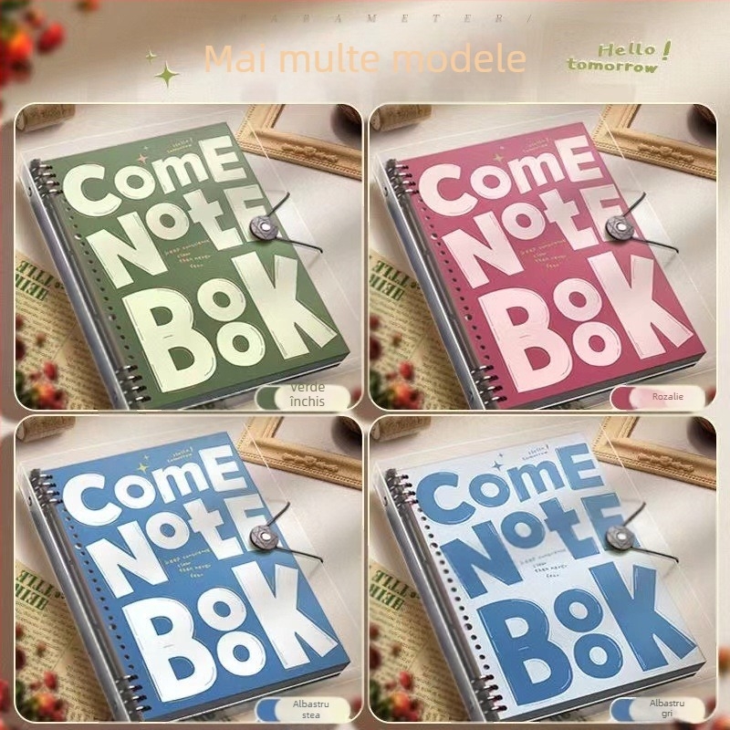 Caiet cu copertă PP, foi detașabile, hârtie Dowling 80gsm, 100-200 pagini, stil creativ