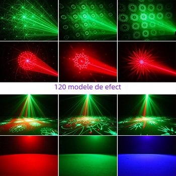 Lumină de proiecție KTV pentru atmosferă de Crăciun cu UV, laser, fascicule colorate rotative, iluminare de scenă (Model R80)