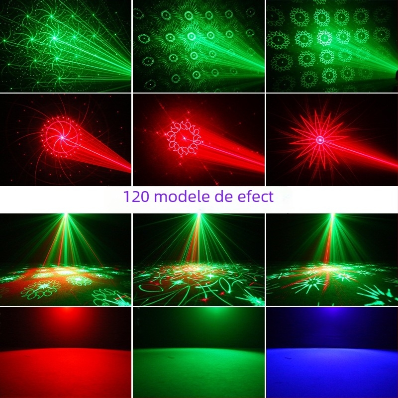 Lumină de proiecție KTV pentru atmosferă de Crăciun cu UV, laser, fascicule colorate rotative, iluminare de scenă (Model R80)