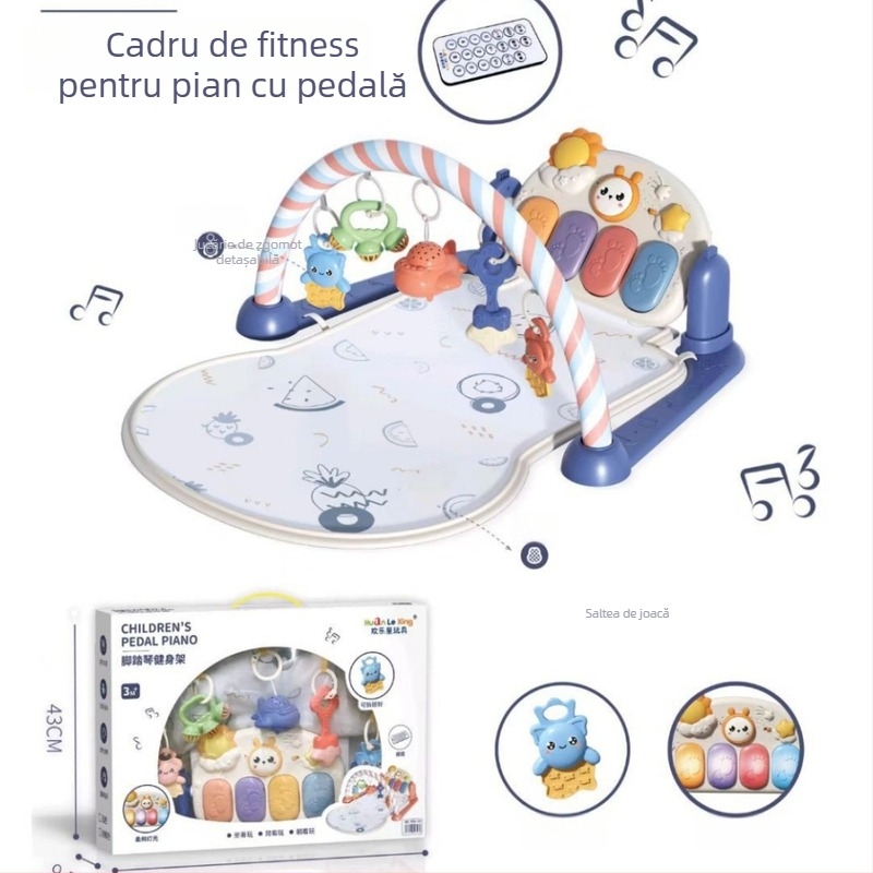 Suport de fitness cu pian pe pedale, control de la distanță cu proiecție, model 995-55, dispozitiv muzical, zornăitoare pentru bebeluși, pentru sugari și copii mici