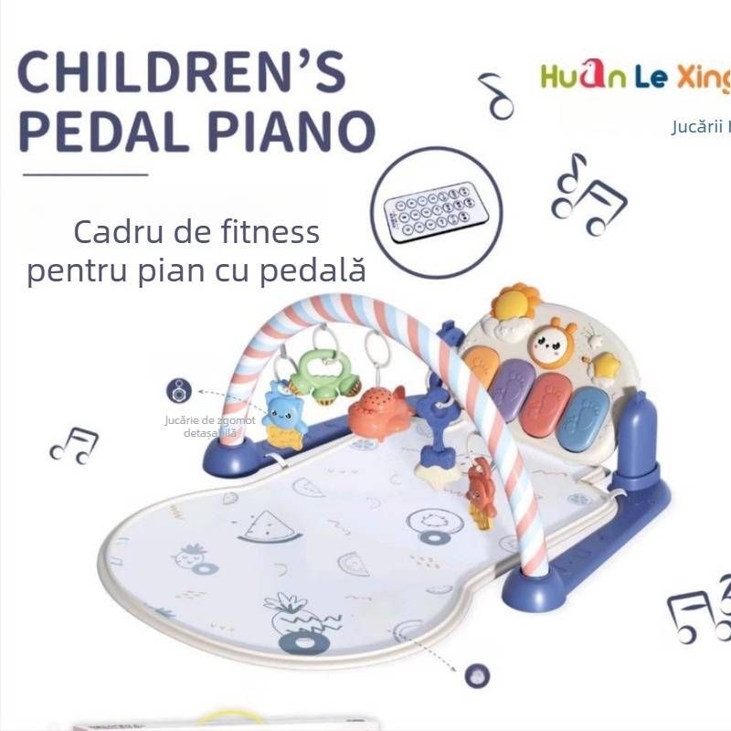 Suport de fitness cu pian pe pedale, control de la distanță cu proiecție, model 995-55, dispozitiv muzical, zornăitoare pentru bebeluși, pentru sugari și copii mici