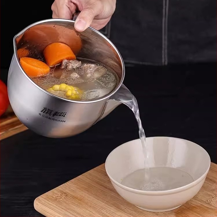Separator de ulei pentru supă din oțel inoxidabil – filtrare ulei, supă clară, stil japonez, pentru bucătărie de uz casnic