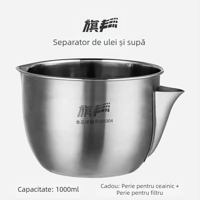 Separator de ulei pentru supă din oțel inoxidabil – filtrare ulei, supă clară, stil japonez, pentru bucătărie de uz casnic