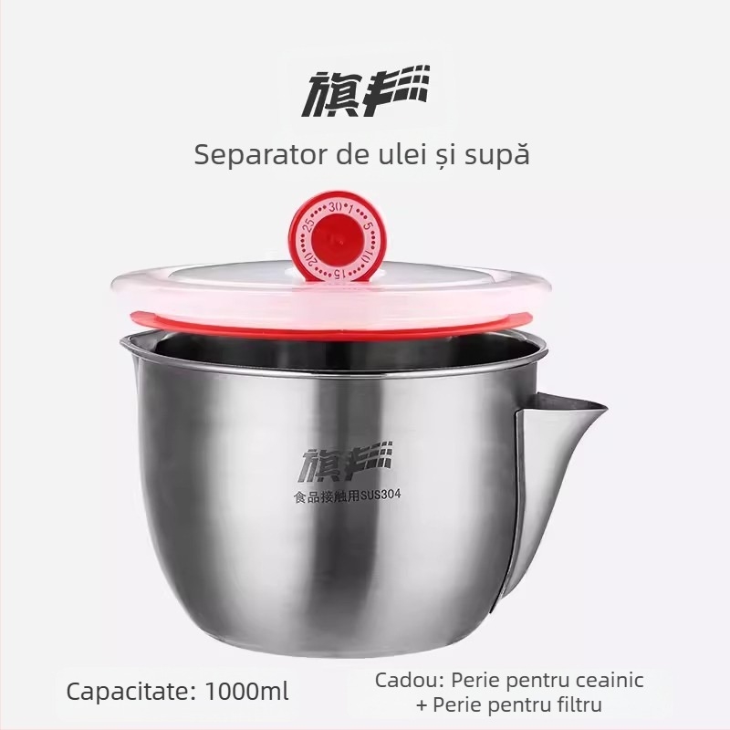 Separator de ulei pentru supă din oțel inoxidabil – filtrare ulei, supă clară, stil japonez, pentru bucătărie de uz casnic
