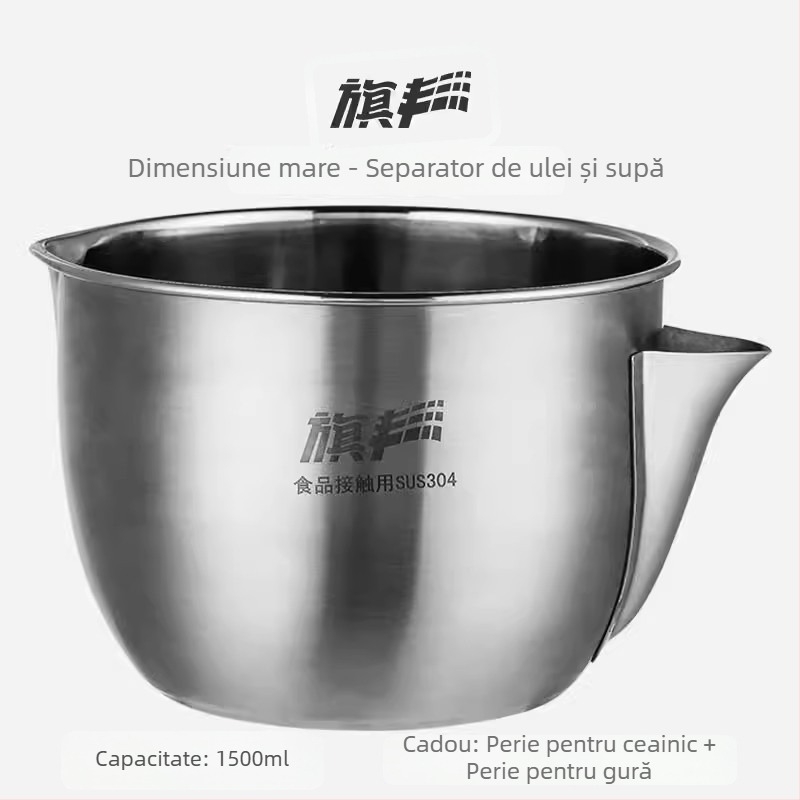 Separator de ulei pentru supă din oțel inoxidabil – filtrare ulei, supă clară, stil japonez, pentru bucătărie de uz casnic