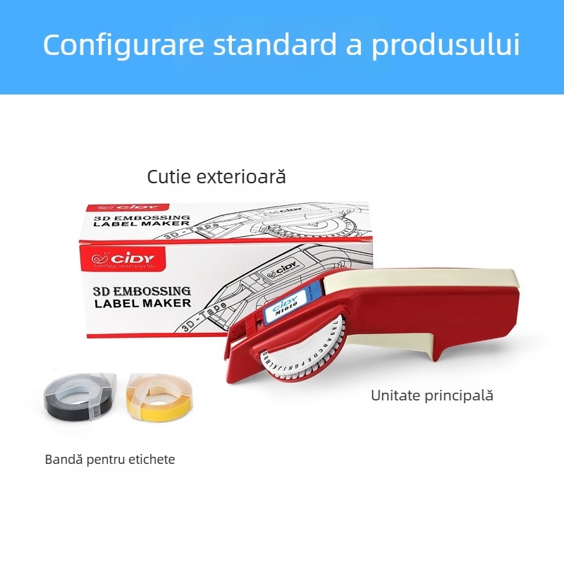 CIDY M1610 Imprimantă manuală de etichete cu codare prin matriță și relief 3D | Model M1610, Lățimea hârtiei 6-9, Greutate 0.2