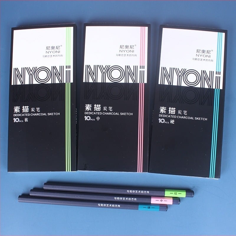 Creion cu cărbune moale pentru desen - Noul Nioni Charcoal Pen pentru studenți la artă și începători (Brand: Nioni; Model: New Nioni Charcoal Pen; Utilizare: Desen; Tip: creion cu cărbune moale)
