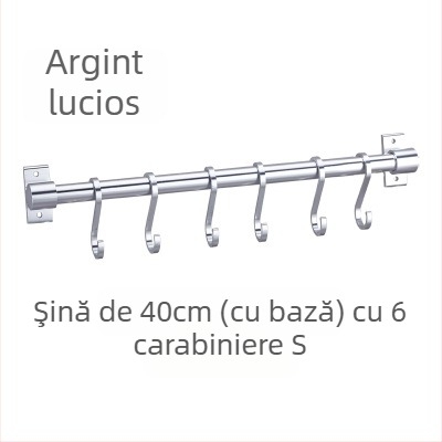 Cuier de bucătărie din aluminiu pentru perete, fără găuri, capacitate de încărcare 30 kg, un singur strat, finisaj oxidat