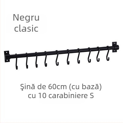 Cuier de bucătărie din aluminiu pentru perete, fără găuri, capacitate de încărcare 30 kg, un singur strat, finisaj oxidat