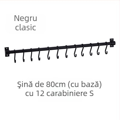 Cuier de bucătărie din aluminiu pentru perete, fără găuri, capacitate de încărcare 30 kg, un singur strat, finisaj oxidat