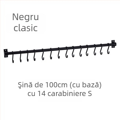 Cuier de bucătărie din aluminiu pentru perete, fără găuri, capacitate de încărcare 30 kg, un singur strat, finisaj oxidat