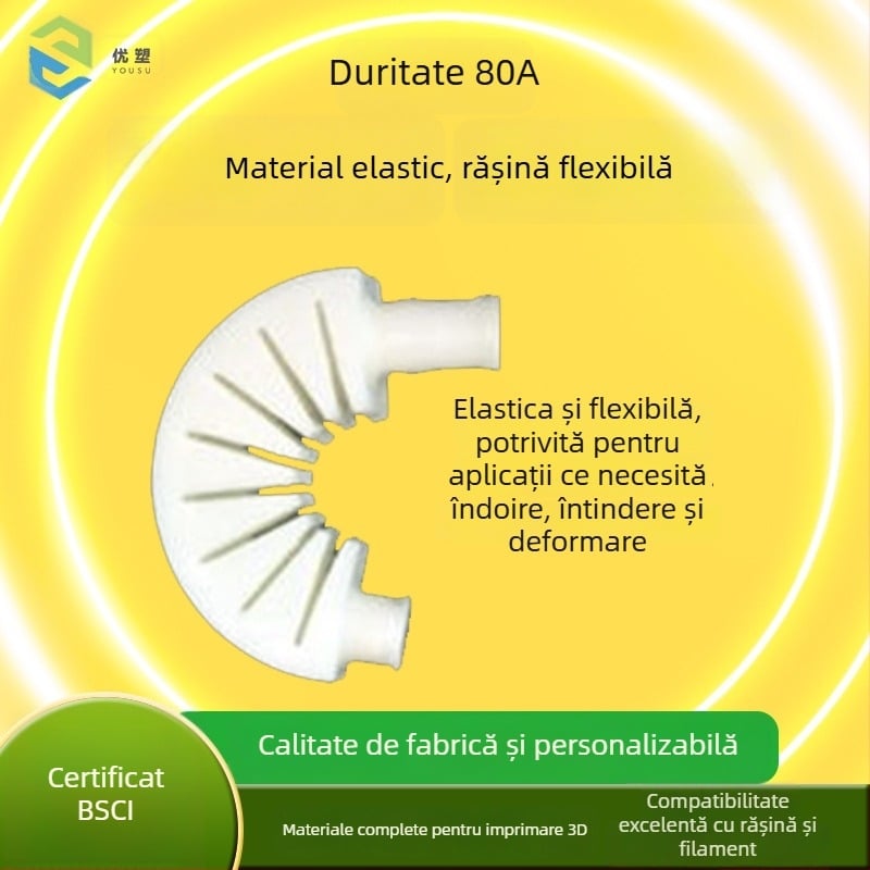 Rășină fotosensibilă flexibilă 80A, precizie imprimare 0,2 mm, dimensiune imprimare maximă 1000, greutate 0,5–1 kg