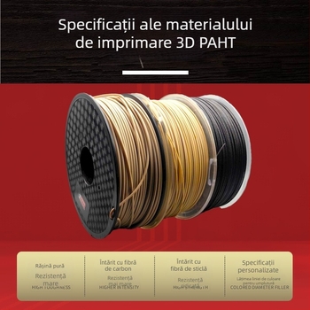 Filament PAHT-CF pentru imprimare 3D, secțiune circulară, nailon PAHT rezistent la temperaturi înalte, densitate 1.27 g/cm³