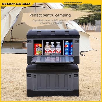 Cutie de depozitare pentru portbagaj cu separator, pliabilă, capacitate 70–80 L, plastic PP, multifuncțională