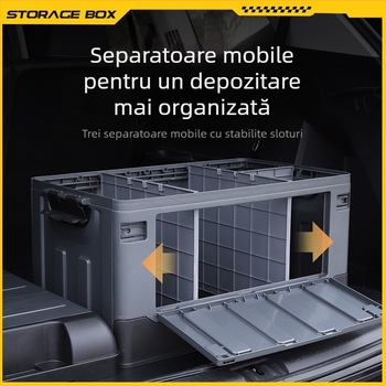 Cutie de depozitare pentru portbagaj cu separator, pliabilă, capacitate 70–80 L, plastic PP, multifuncțională