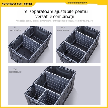 Cutie de depozitare pentru portbagaj cu separator, pliabilă, capacitate 70–80 L, plastic PP, multifuncțională