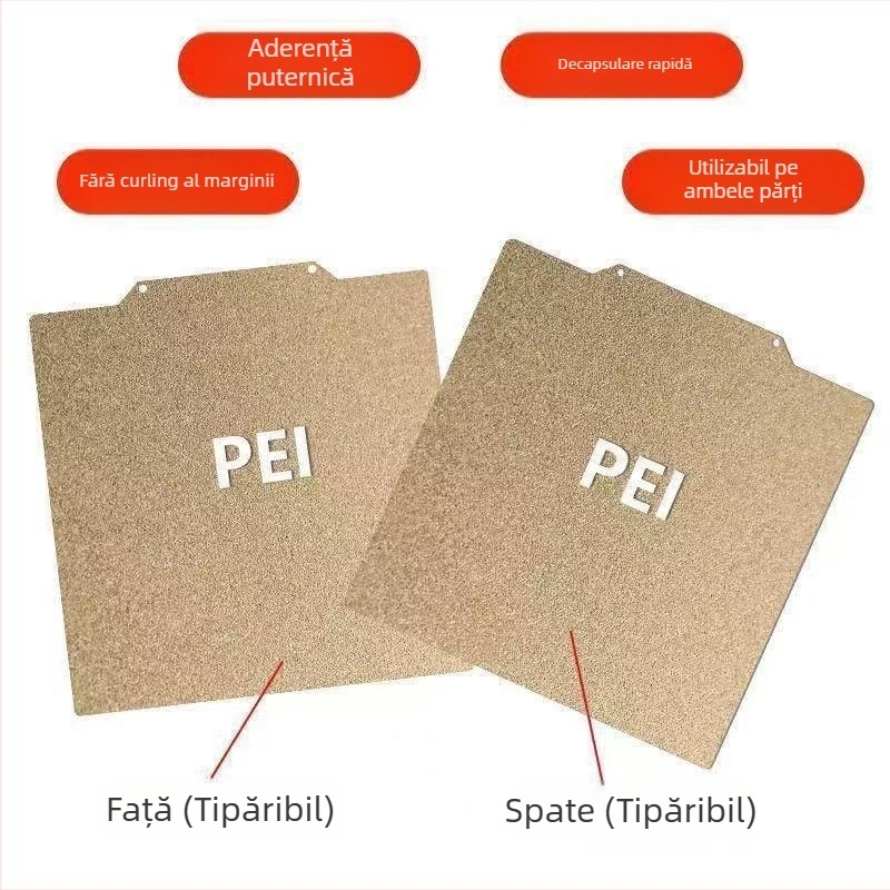 Platformă pentru imprimare 3D cu PEI panou, oțel arc, magnetic, dublă față