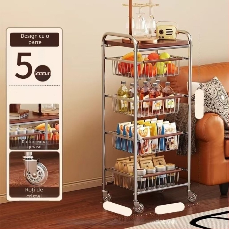 Coloană de depozitare pe 5 etaje, cu bază pe podea, rotativă și mobilă, din plastic, fără găuri