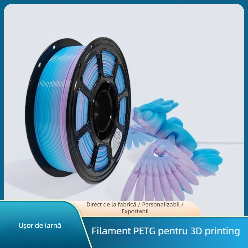 Filament PETG pentru imprimare 3D — secțiune circulară, lungime aproximativă 330 m, densitate 1.29
