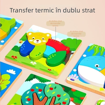 Puzzle 3D din lemn pentru sugari și copii mici, cu personalizare logo OEM