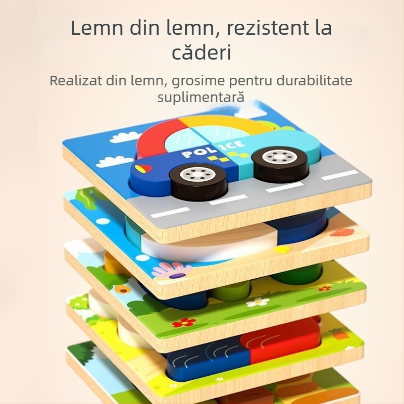 Puzzle 3D din lemn pentru sugari și copii mici, cu personalizare logo OEM