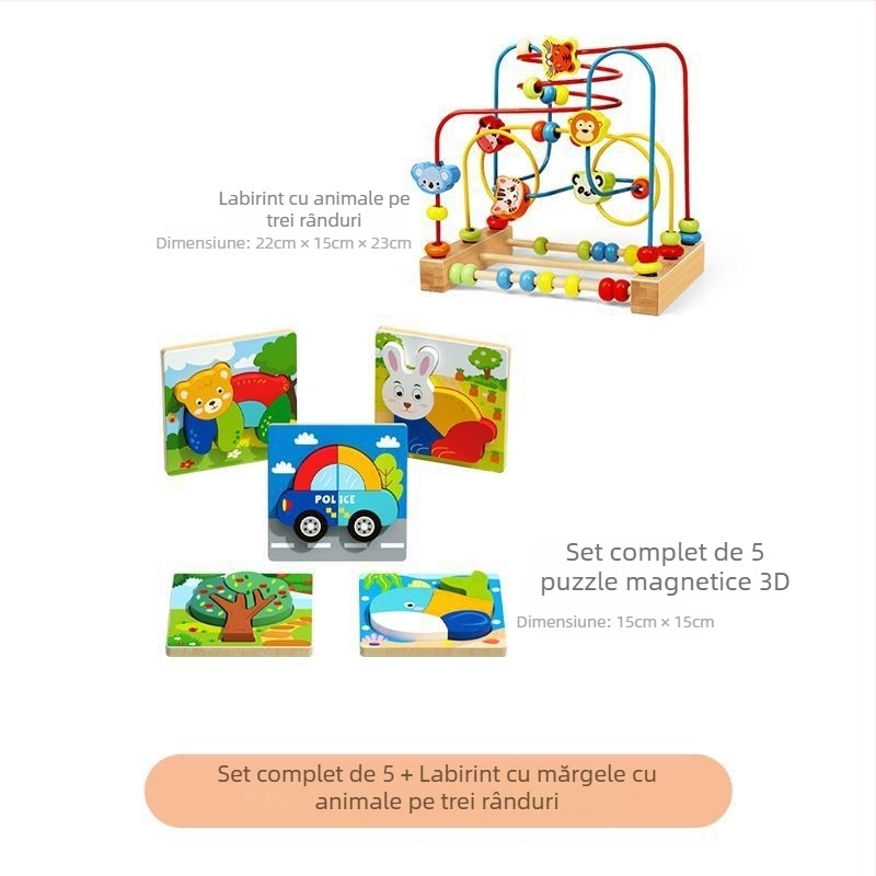 Puzzle 3D din lemn pentru sugari și copii mici, cu personalizare logo OEM