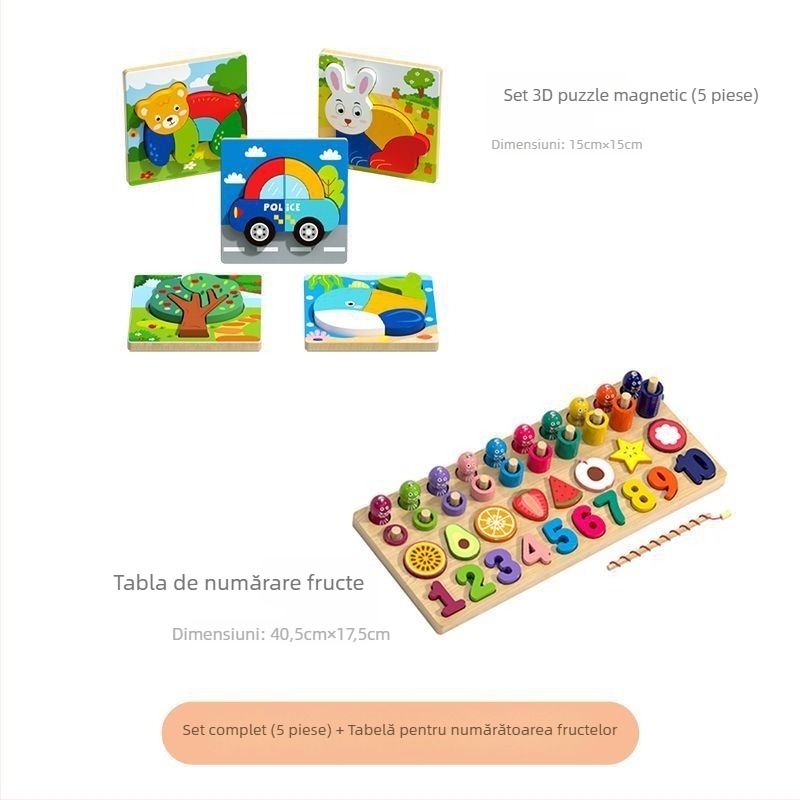 Puzzle 3D din lemn pentru sugari și copii mici, cu personalizare logo OEM